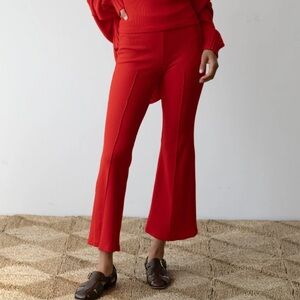 DONNI. Vibrant Red Flare Pants